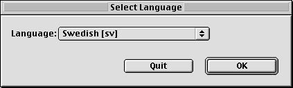 The language selection dialog box.
